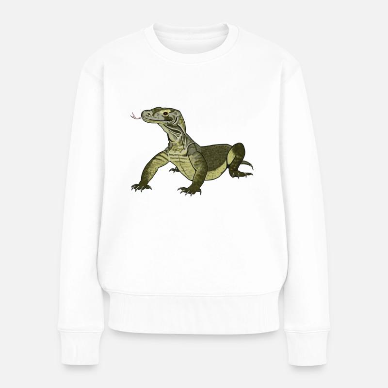 Komodowaran Varanus komodoensis Rieseneidechse - Frauen Premium Bio Pullover - Weiß