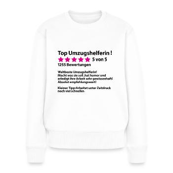 Dankeschön Danke Umzugshelferin Umzugsunternehmen - Frauen Premium Bio Pullover - Weiß - Vorne - Julia (174cm)