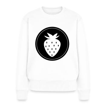 Frucht Erdbeere - Frauen Premium Bio Pullover - Weiß - Vorne - Julia (174cm)