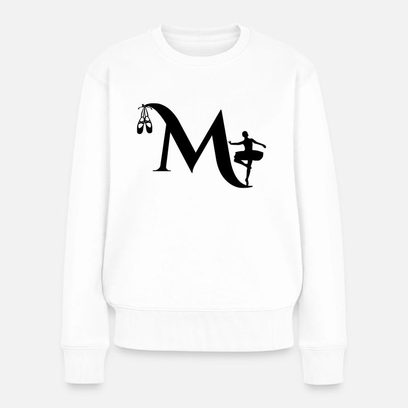 Buchstabe m Ballerina - Frauen Premium Bio Pullover - Weiß