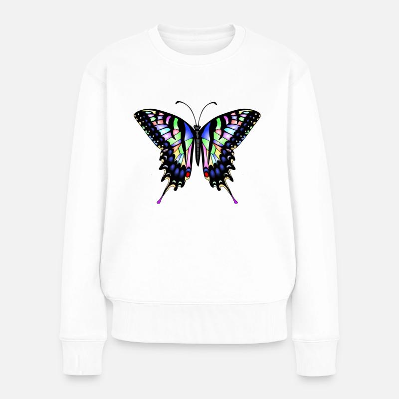 Schwalbenschwanz Schmetterling - Frauen Premium Bio Pullover - Weiß