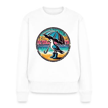 Coloré Pop Art mouette Wellington bottes et parapluie - Pull Premium bio Femme - blanc - Devant - Julia (174cm)
