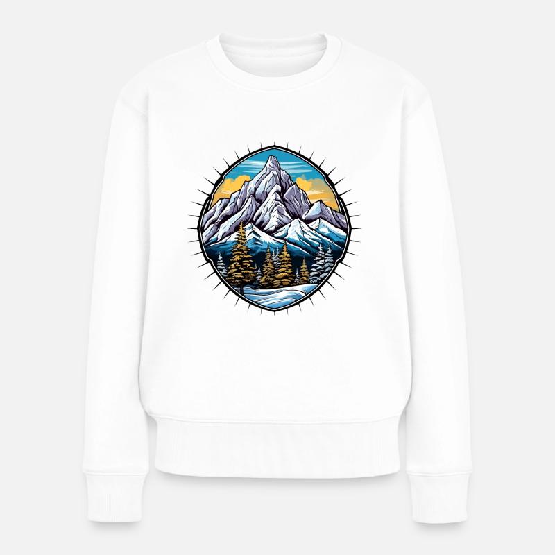 Mountains Winter Symbol - Frauen Premium Bio Pullover - Weiß