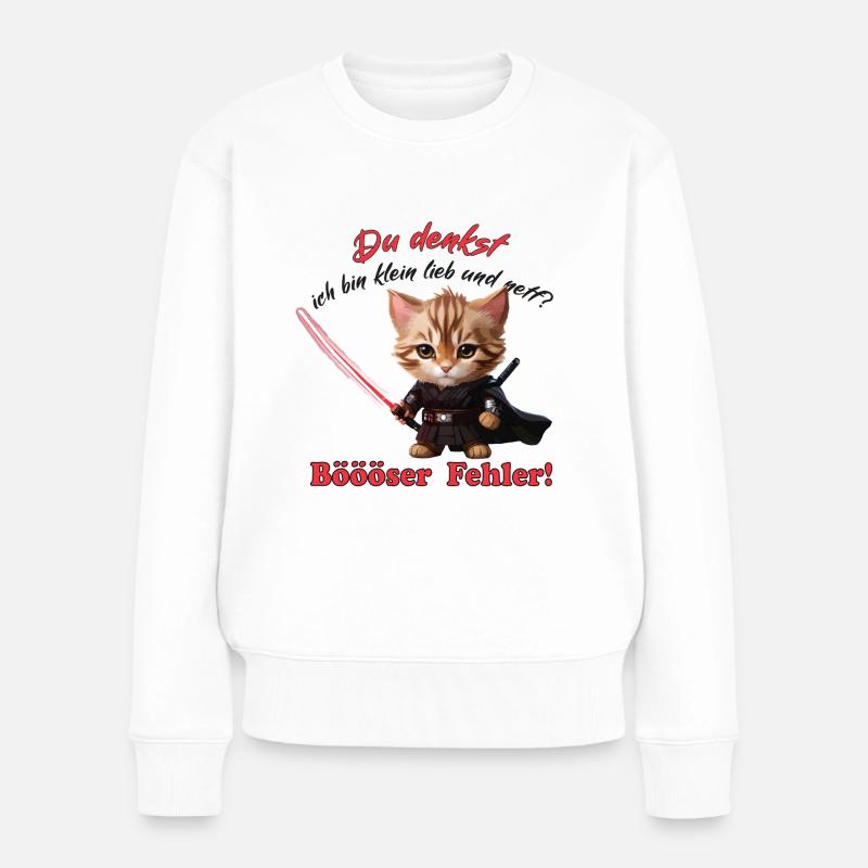 Böser Fehler Lustiger Spruch Katze - Frauen Premium Bio Pullover - Weiß