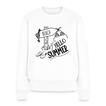 Hello Summer, Beach - Frauen Premium Bio Pullover - Weiß - Vorne - Julia (174cm)