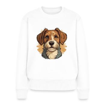 Hund im Comic retro Stil - Frauen Premium Bio Pullover - Weiß - Vorne - Julia (174cm)