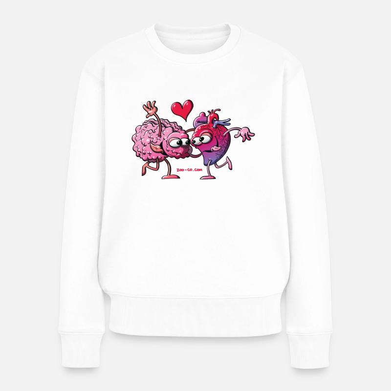 Herz und Gehirn: Eine Liebesgeschichte - Frauen Premium Bio Pullover - Weiß