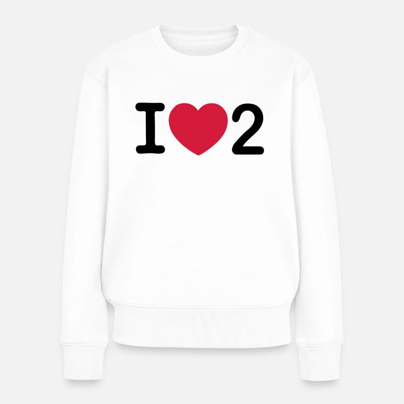 I love 2 - Frauen Premium Bio Pullover - Weiß
