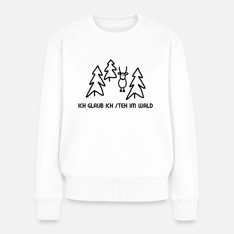 Hirsch Wald - Frauen Premium Bio Pullover - Weiß