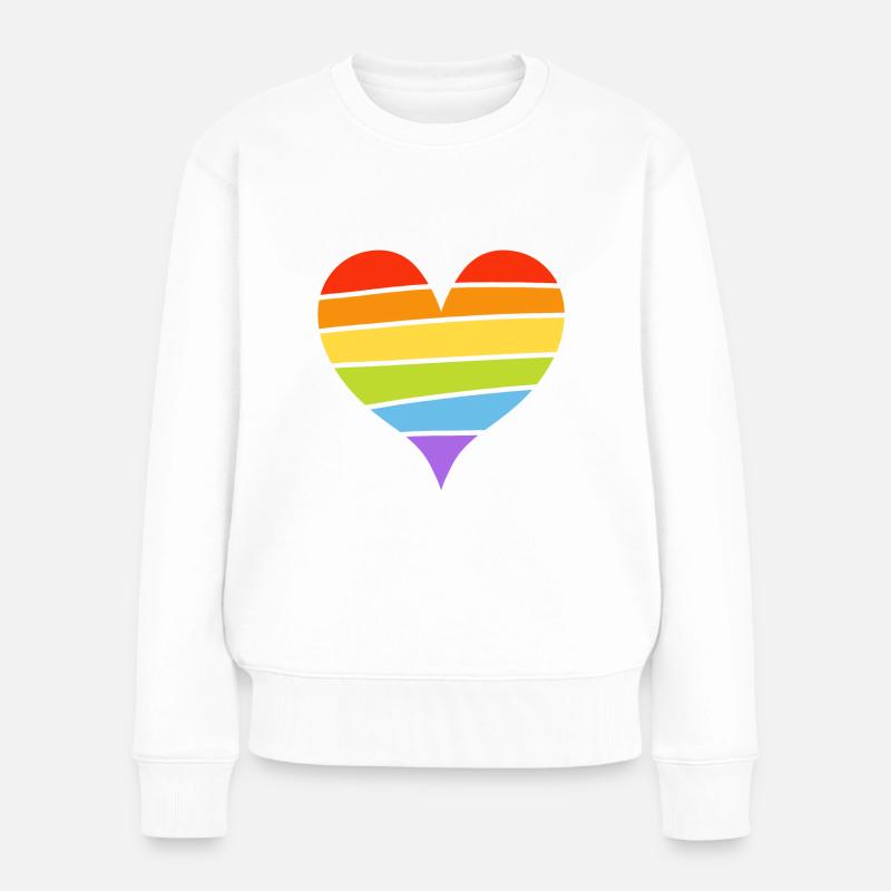 Pride heart - Frauen Premium Bio Pullover - Weiß