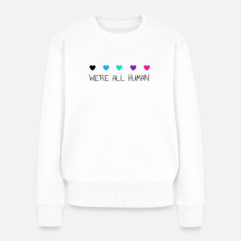 We are all human - Frauen Premium Bio Pullover - Weiß