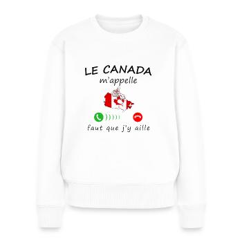 Le Canada m'appelle de la collection "appel" - Pull Premium bio Femme - blanc - Devant - Julia (174cm)