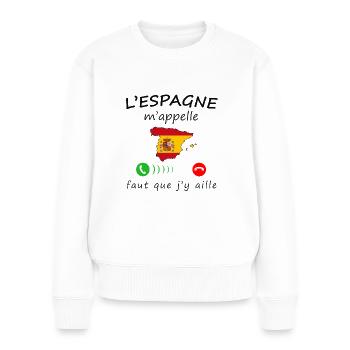 L'Espagne m'appelle de la collection "appel" - Pull Premium bio Femme - blanc - Devant - Julia (174cm)