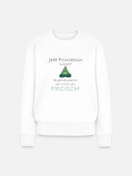 Frosch Prinzessin Küssen Kuss Geschenkidee - Frauen Premium Bio Pullover - Weiß