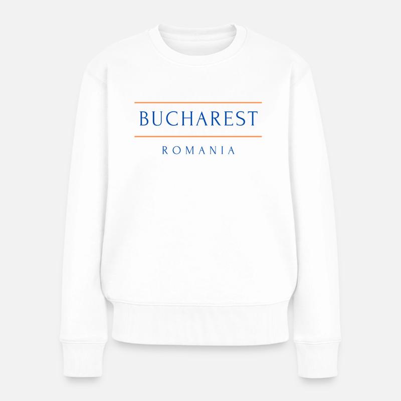 Bukarest, Rumänien - Frauen Premium Bio Pullover - Weiß