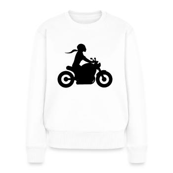 Motorcyclist Chopper Bikerin Bikergirl Cruiser - Women's Premium Organic Jumper - white - Front - Julia (174cm)