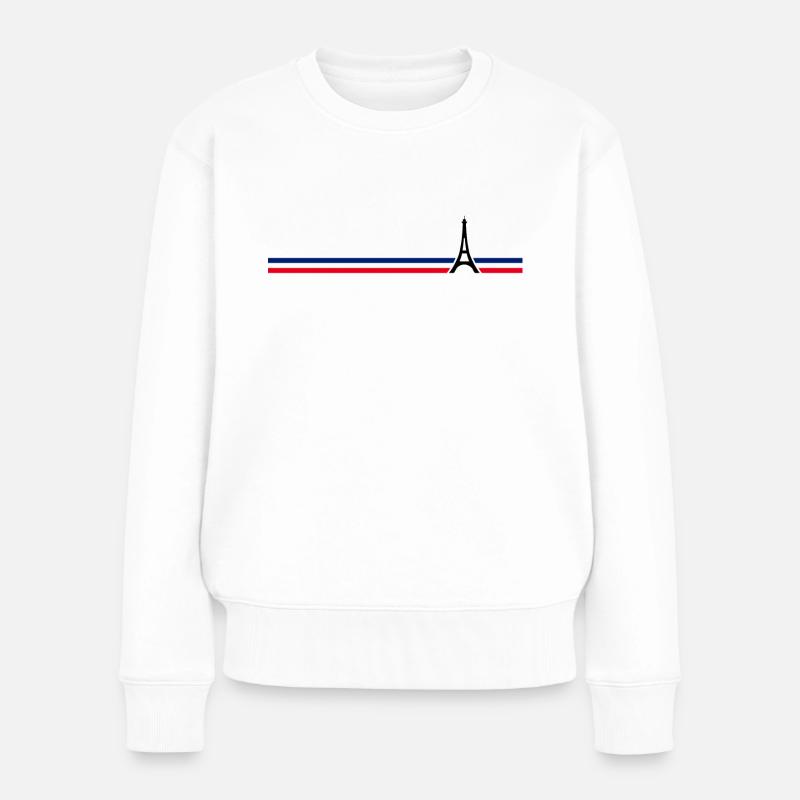 Paris - Eiffelturm - Frauen Premium Bio Pullover - Weiß