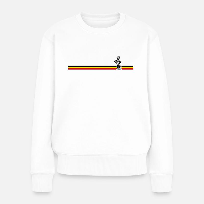 Belgien - Manneken-Pis - Frauen Premium Bio Pullover - Weiß