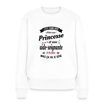 PRINCESSE ET AIDE SOIGNANTE - Pull Premium bio Femme - blanc - Devant - Julia (174cm)