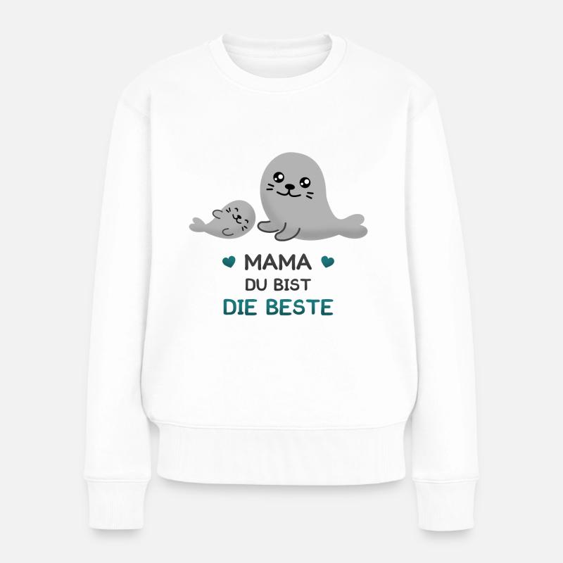 MUTTERTAG MUTTER MAMA MAMI BESTE GESCHENKIDEE - Frauen Premium Bio Pullover - Weiß