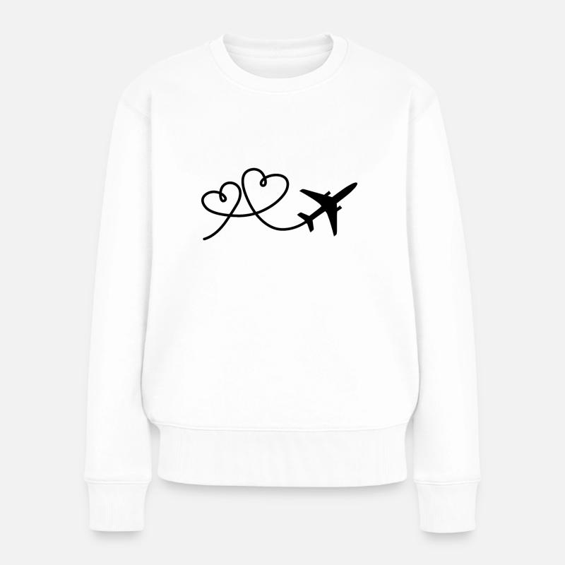 Flugzeug - Frauen Premium Bio Pullover - Weiß