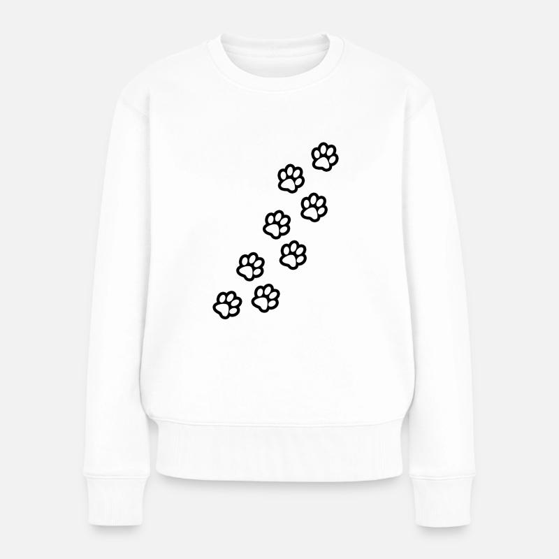Pfoten von Hund und Katze - Frauen Premium Bio Pullover - Weiß