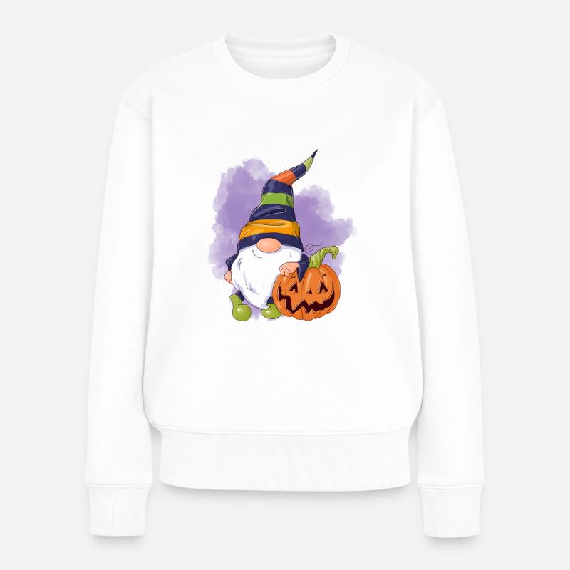 Halloween-Wichtel - Frauen Premium Bio Pullover - Weiß