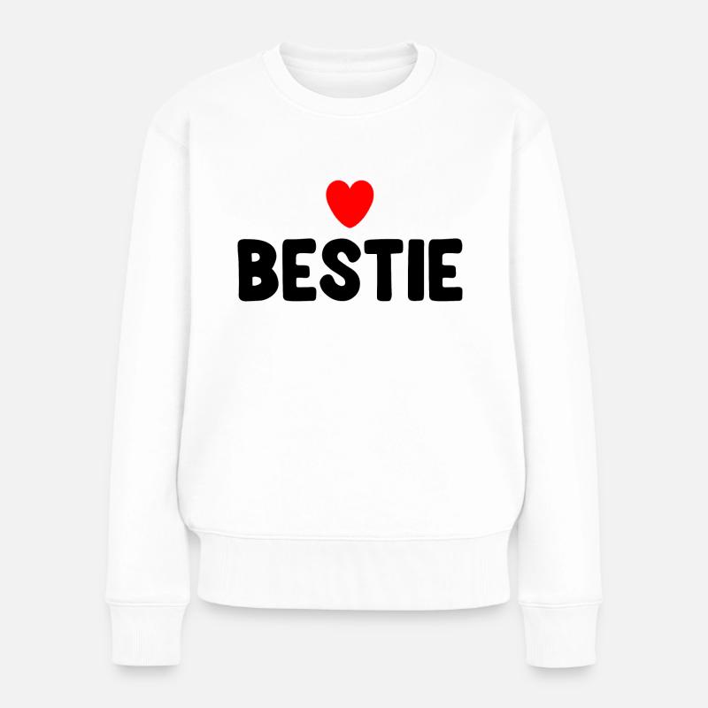 Bestie Herz - Frauen Premium Bio Pullover - Weiß