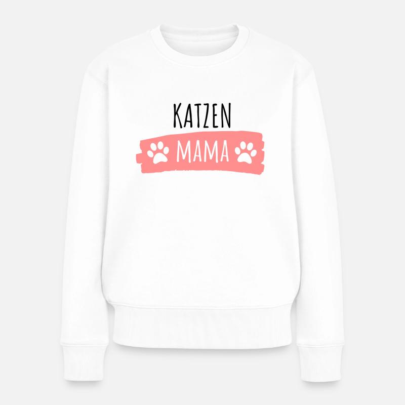 süßes Katzen Mama Design Katzenfreunde Geschenk - Frauen Premium Bio Pullover - Weiß