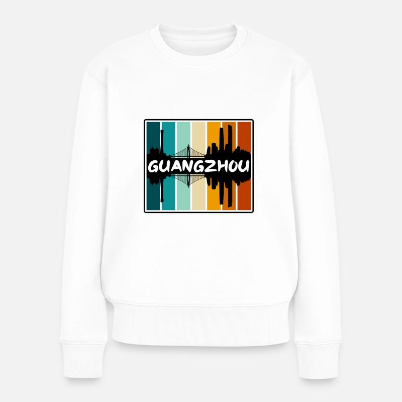 Guangzhou China Skyline Silhouette Reise Souvenir - Frauen Premium Bio Pullover - Weiß