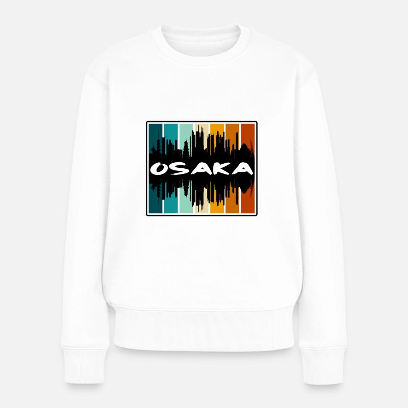 Osaka Japan Skyline Silhouette Reise Souvenir - Frauen Premium Bio Pullover - Weiß