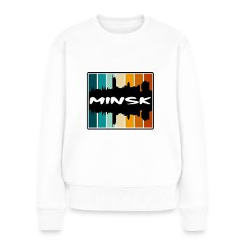 Minsk Weißrussland Skyline Silhouette Reise Souvenir - Frauen Premium Bio Pullover - Weiß - Vorne - Julia (174cm)