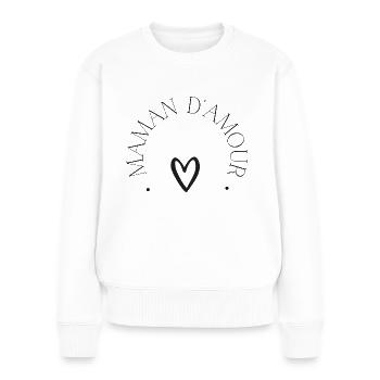 maman d'amour - Pull Premium bio Femme - blanc - Devant - Julia (174cm)
