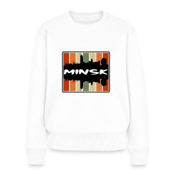 Minsk Weißrussland Skyline Silhouette Reise Souvenir - Frauen Premium Bio Pullover - Weiß - Vorne - Julia (174cm)