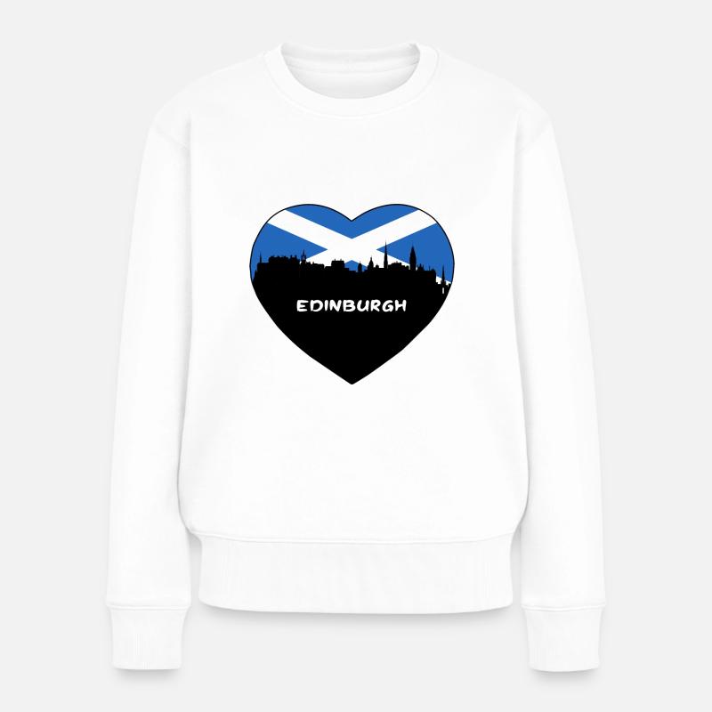 Edinburgh Schottland Flagge Skyline Reise Souvenir - Frauen Premium Bio Pullover - Weiß