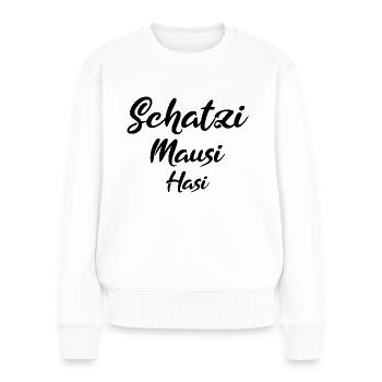 Schatzi Mausi Hasi black - Frauen Premium Bio Pullover - Weiß - Vorne - Julia (174cm)
