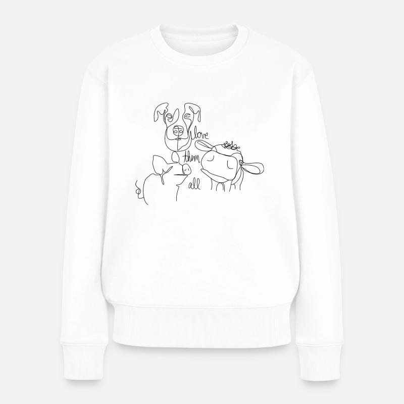 Love them all - Tierfreunde - Frauen Premium Bio Pullover - Weiß