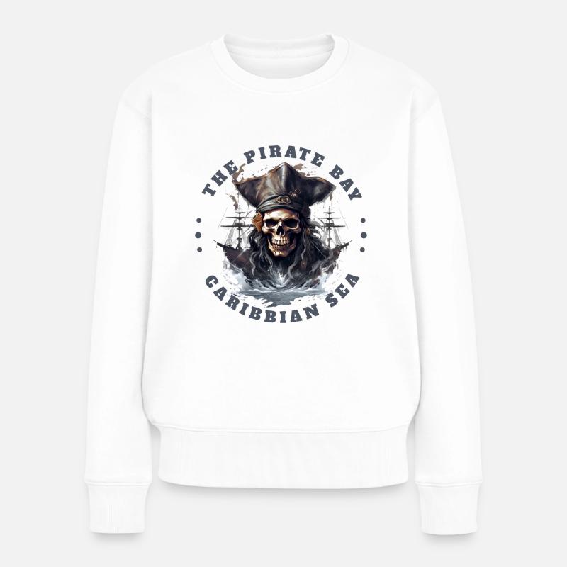 Pirate Skull Jolly Roger Costume Idée cadeau - Pull Premium bio Femme - blanc