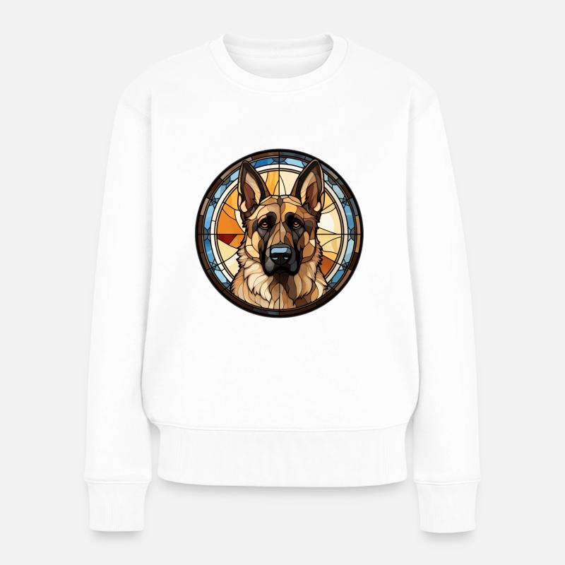 Deutscher Schäferhund Rasse Aquarellglas - Frauen Premium Bio Pullover - Weiß
