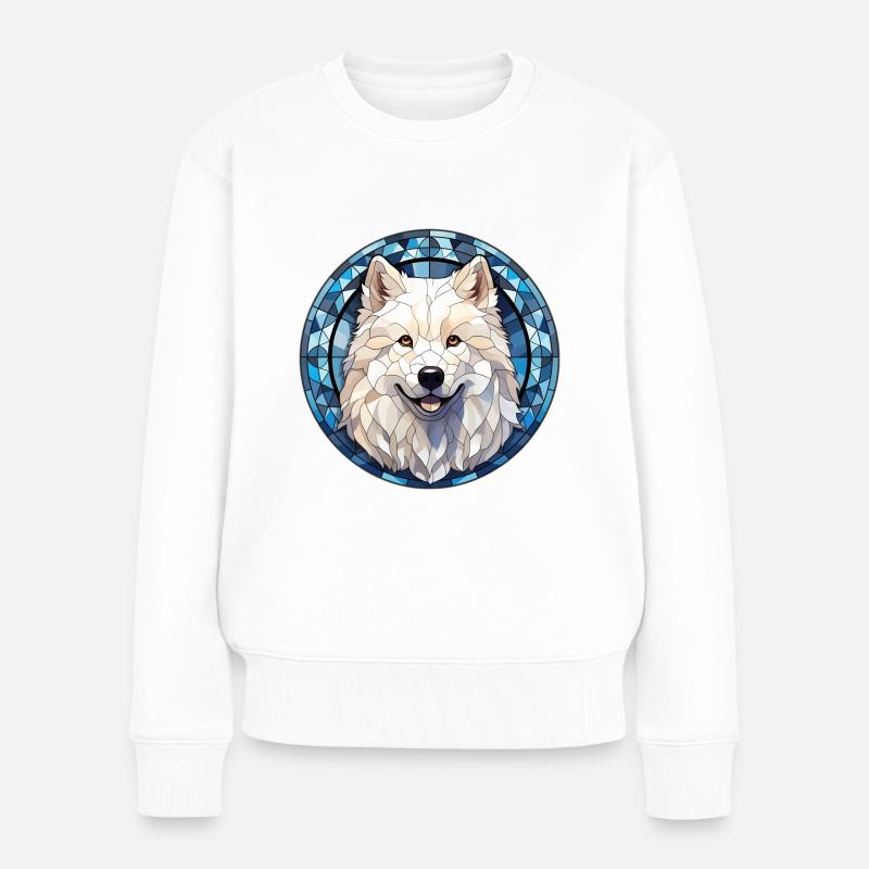 Samojede Hunderasse Aquarellglas - Frauen Premium Bio Pullover - Weiß