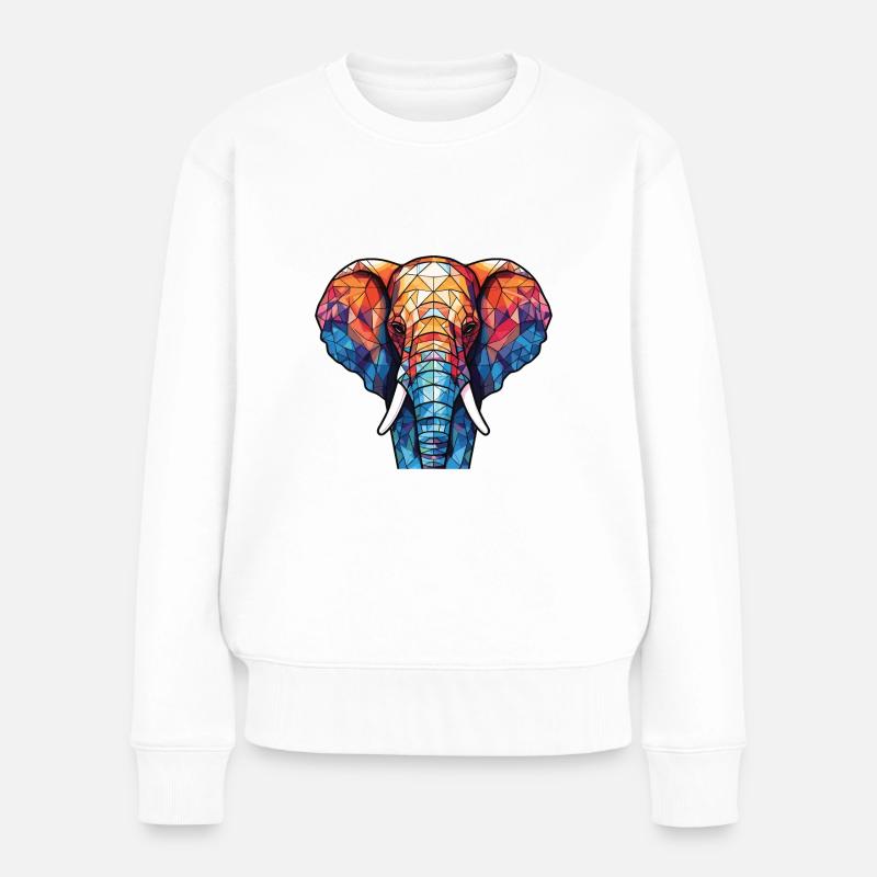 Elefant Bunte Aquarell-Tierillustration - Frauen Premium Bio Pullover - Weiß