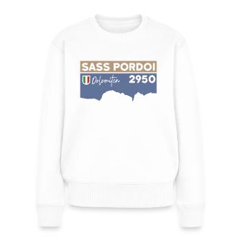 Sass Pordoi Pordoi Randonnée Sella Dolomites - Pull Premium bio Femme - blanc - Devant - Julia (174cm)