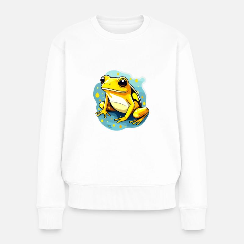 Pfeilgiftfrosch Frosch Zeichnung - Frauen Premium Bio Pullover - Weiß