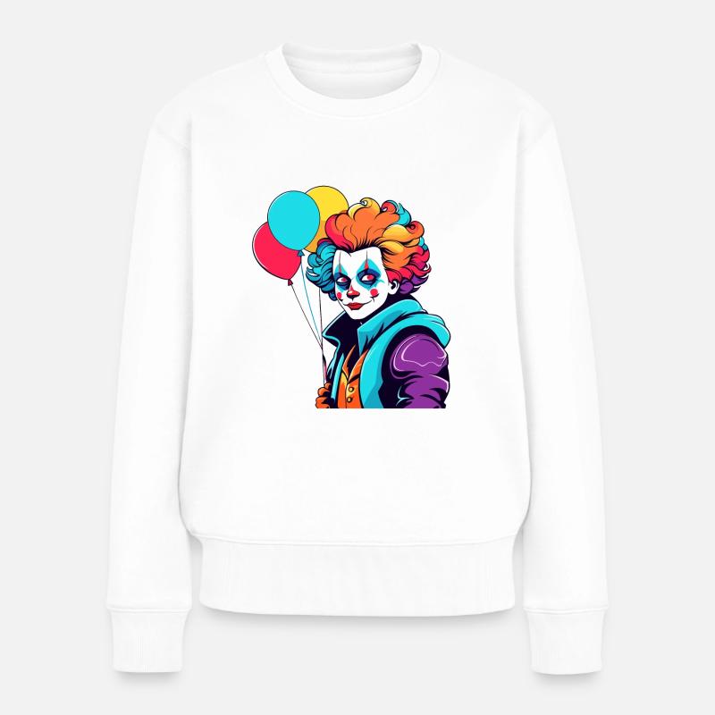 Clown Zeichnung - Frauen Premium Bio Pullover - Weiß