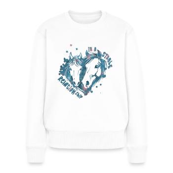 Geschenk für Reiterin Pferd Herz Pony Reiterleben - Frauen Premium Bio Pullover - Weiß - Vorne - Julia (174cm)