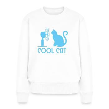 Cool Cat / Katze Bo-Grafik - Frauen Premium Bio Pullover - Weiß - Vorne - Julia (174cm)