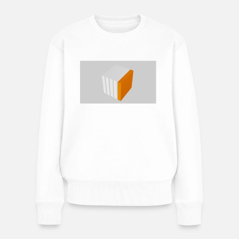 Spaltwürfel orange - Frauen Premium Bio Pullover - Weiß