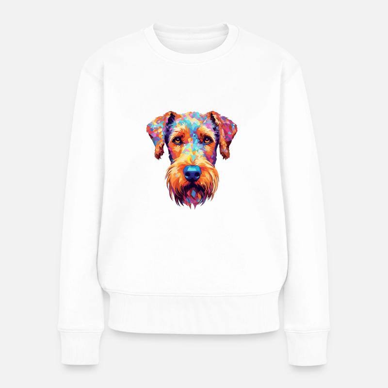 Airedale Terrier Hunderasse Aquarell Karikatur Kawa - Frauen Premium Bio Pullover - Weiß