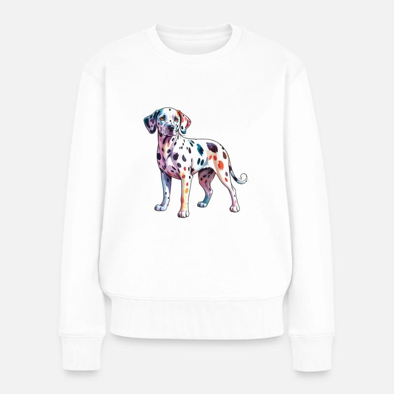 Dalmatiner Wasserfarben - Frauen Premium Bio Pullover - Weiß