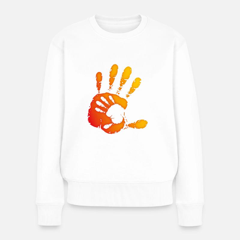 MAINS - ORANGE - Pull Premium bio Femme - blanc